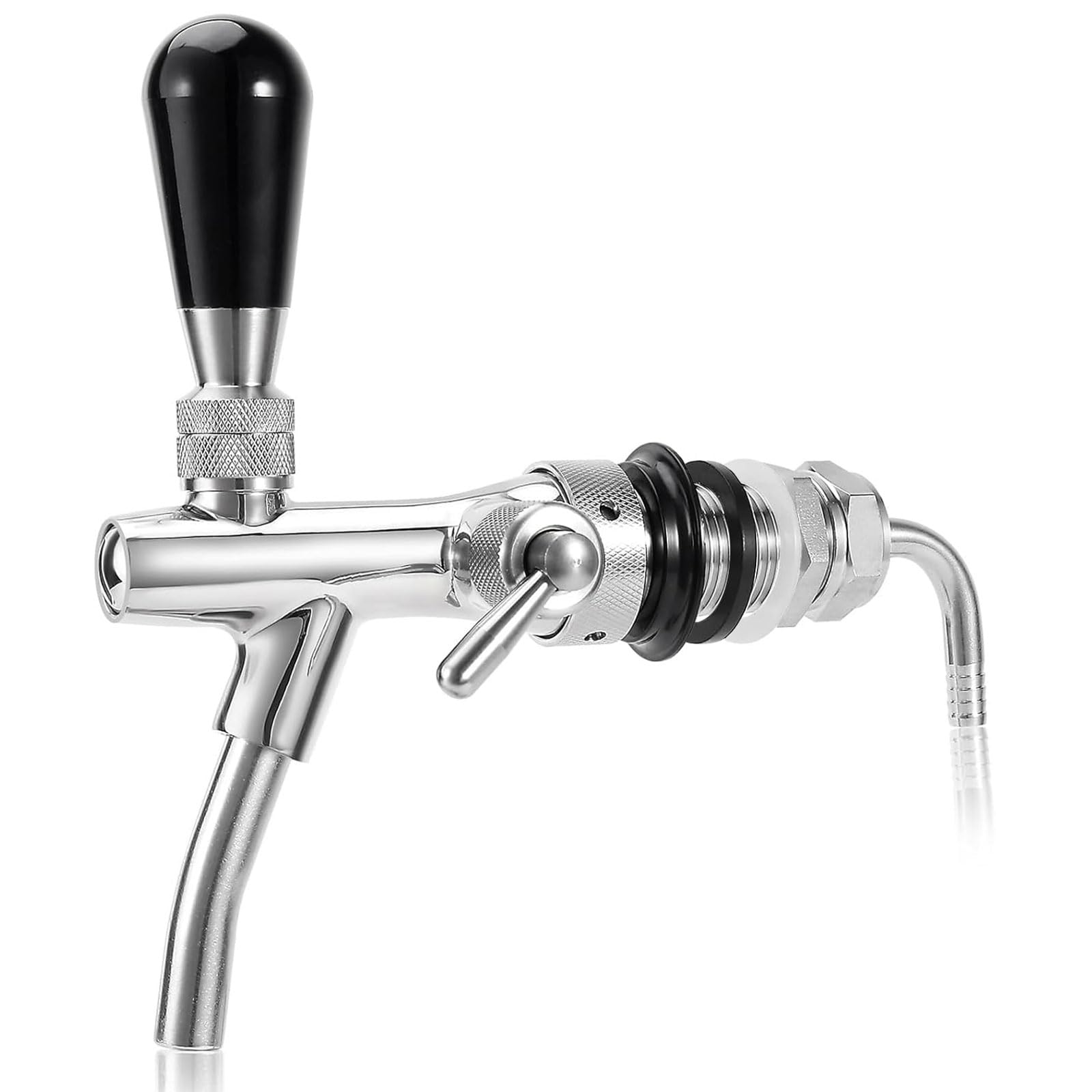 Mixyvic G5/8 Einstellbare Bierzapfhahn Einstellbare Bierhahn Edelstahl Fassbier Durchflussregler Verchromung Schaft, Bier Zapfhahn für Hause Bier Bar Restaurants - 1