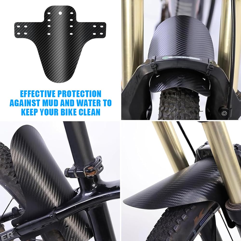 4 Pezzi Parafango MTB,Parafango Bici in Fibra di Carbonio, Mud Guard con 20 Fascette Cavi, Parafanghi Anteriori e Posteriori Universali per Mountain Bike, per Ciclismo/Corsa/Mountain Bike