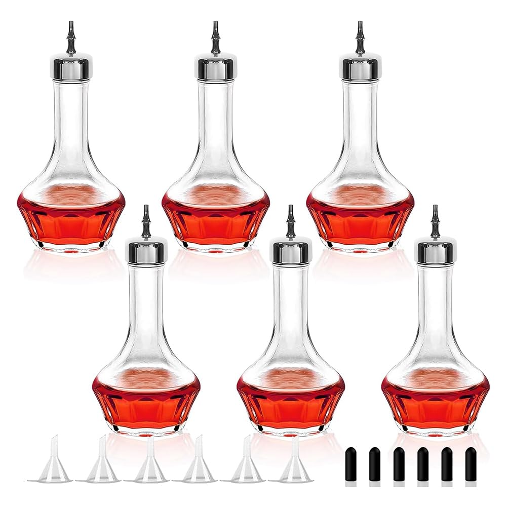Bouteilles bitters cocktail 6 pcs set 50 ml en verre de tableau de bord avec dasher