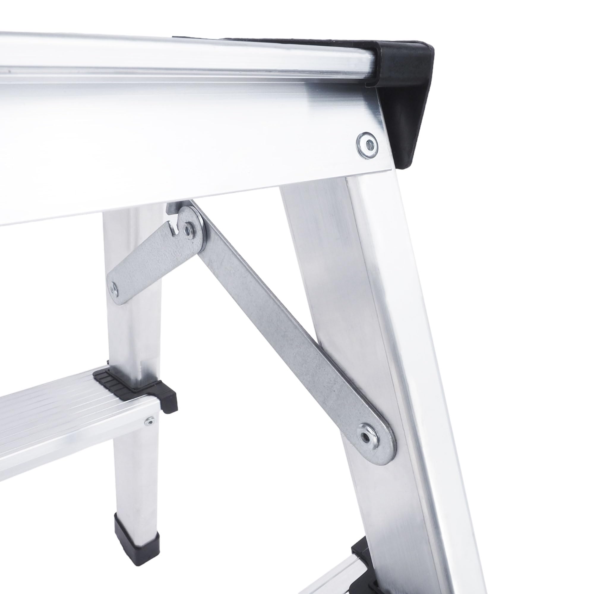 Drabina schodkowa, 3 stopnie aluminiowa, drabina stojąca, drabina wielofunkcyjna, składana, obciążenie do 125 kg, kolor srebrno-czarny