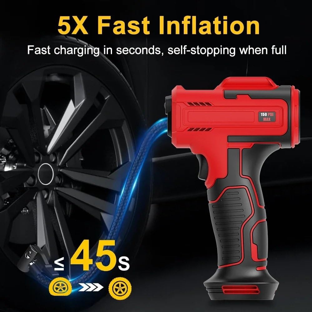 Compresores de aire portátiles Inflador De Neumáticos De Coche Compresor De Aire Con Mango Bomba De Inflado De Neumáticos Eléctricos Inalámbrico 150PSI Bolas De Coche Y Bicicleta Inflador Ruedas Coche