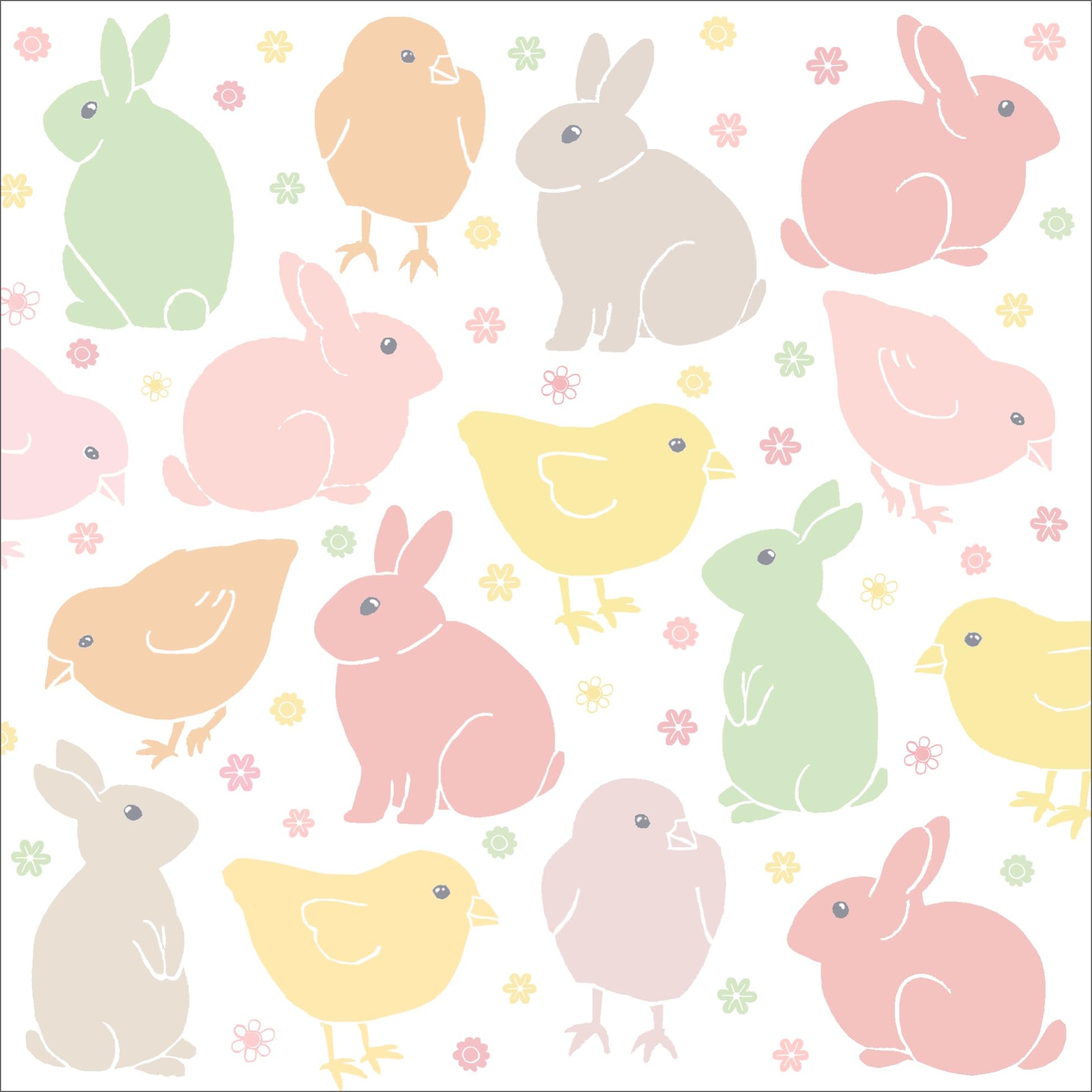 Braun & Company Frühlingservietten Osterservietten 33x33 cm – 3-lagig, 20 Stück | Farbenfrohe Papierservietten mit Osterhase Eier Blumen Motiv | Ideal für Oster Deko Tischdeko Frühling (1211-24301)