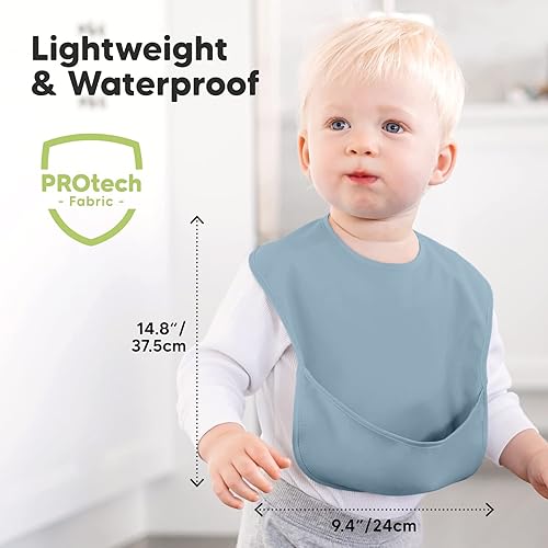 Miniatura 3 de KeaBabies Paquete de 3 baberos impermeables para bebés para comer y baberos bandana para niñas, baberos ligeros con atrapa alimentos, baberos
