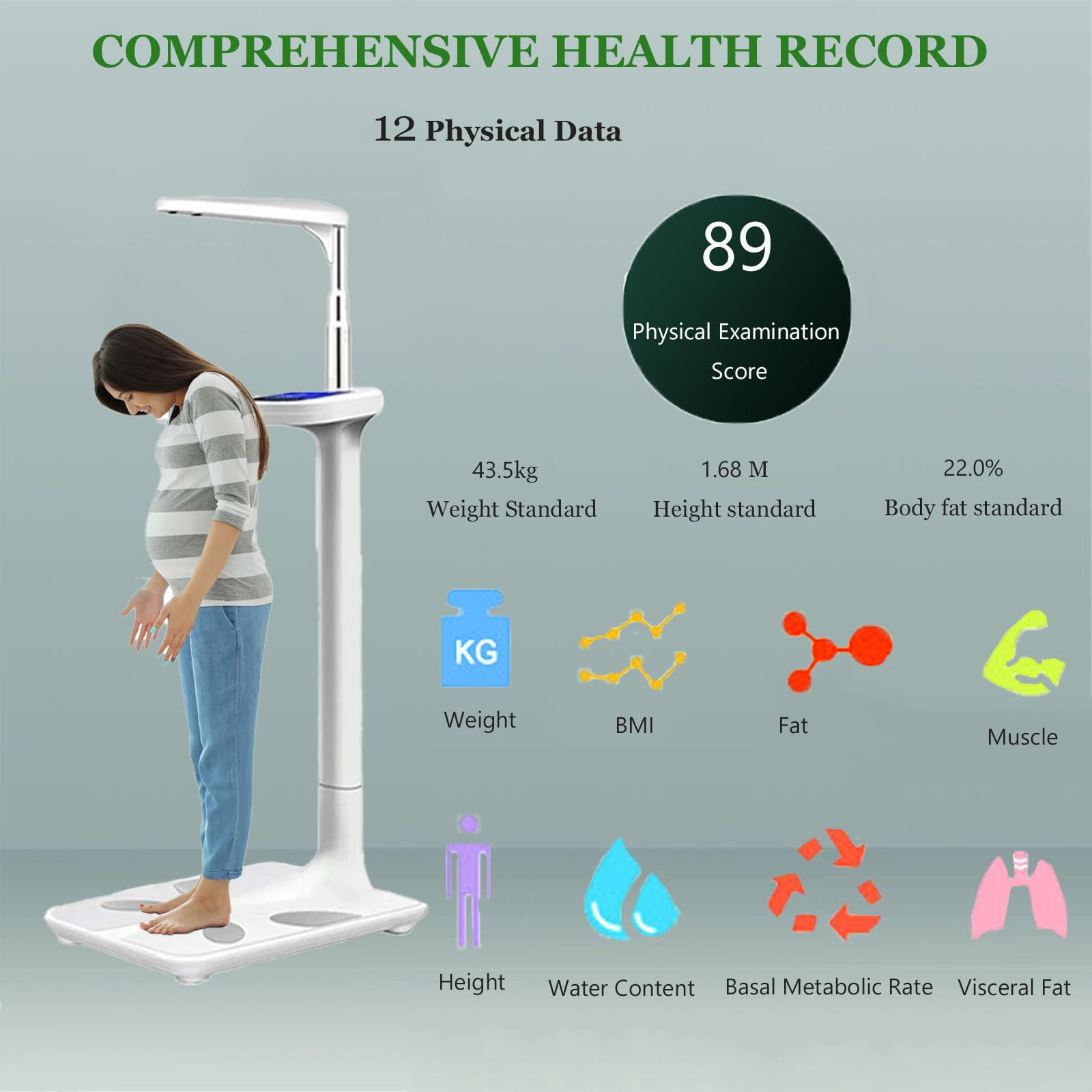 Báscula de Postura para médicos, analizador de Grasa Corporal, balanza médica con Pantalla LCD, báscula de Altura y Peso, medición ultrasónica automática de Alta precisión para el hogar.