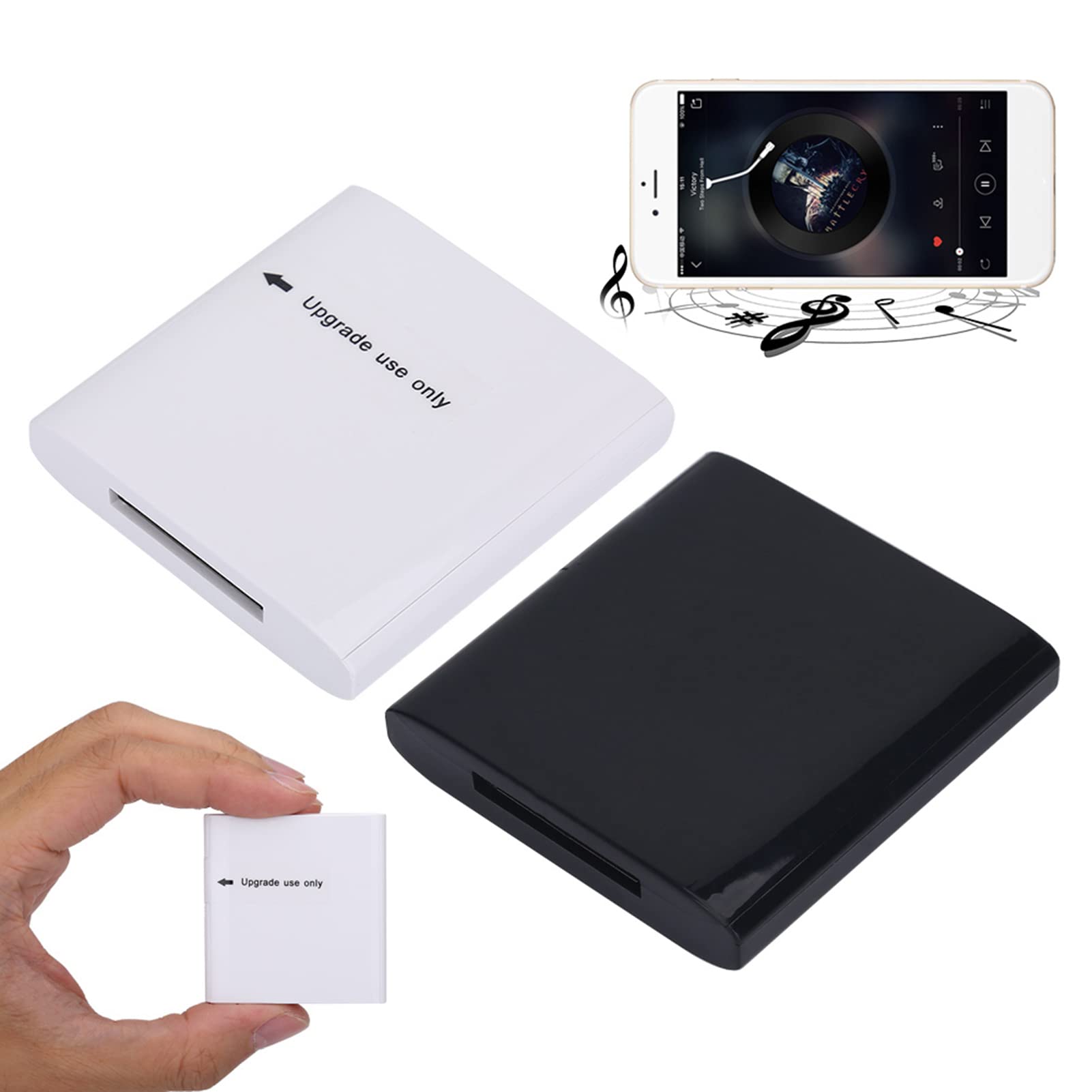 Odbiornik Muzyczny Bluetooth, 30-pinowy Adapter Odbiornika Audio Odległość Transmisji 10m Odbiornik Bluetooth Urządzenie Obsługujące z A2DP Stereo Bluetooth(czarny)