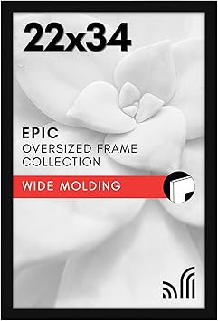 Americanflat 22x34 Poster Frame with Polished Plexiglass - Black Picture Frame - Wide Photo Frames Made of Engineered Wood for Vertical or Horizontal Wall Display - Epic Collection - Black