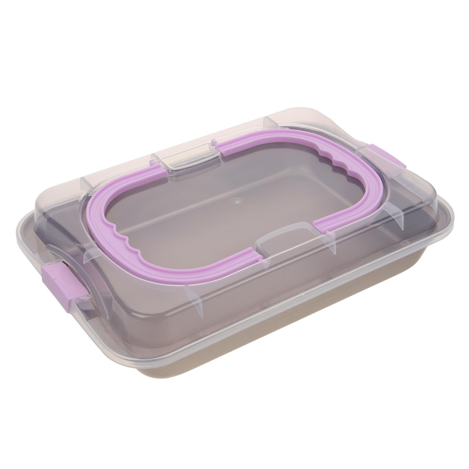 FOMIYES Molde para Hornear Rectangular, Bandeja para Hornear Rectangular, de Acero al Carbono y Pp, Antiadherente, Resistente al Desgaste, Bordes Suaves, con Tapa, para Transportar