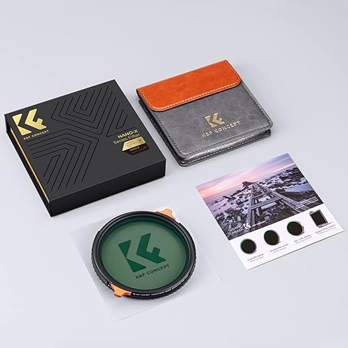 Miniatura 9 de K&F Concept Filtro de lente ND variable ND4-64 de 1.457 in (2-6 paradas) y filtro de polarizadores CPL 2 en 1, 28 filtros de lente de cámara de
