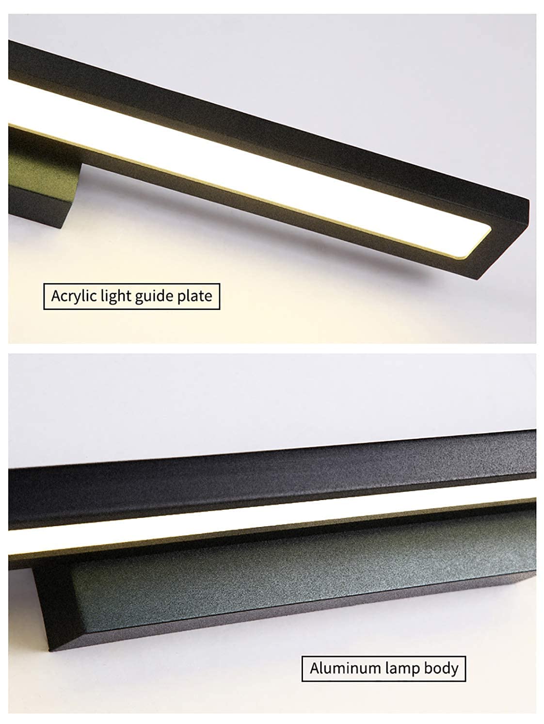 Spiegelleuchte, moderne LED-Spiegelleuchten für Schminktischleuchten, schwarzes Aluminium, für Badezimmerbeleuchtung, Leuchten für Wandspiegellampe für Badezimmer, schwarzes/weißes Licht, 40 cm Badez