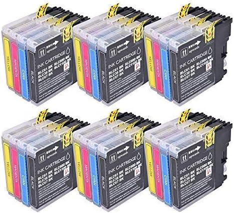 PerfectPrint Compatible Ink Cartridge Replacement for Brother MFC-250C 255CW 290C 295CN 297C 490CN 5490CN 5890CN 790CW 6490CW 6890CDW LC1100 LC980 LC 1100 LC 980 (Black/Cyan/Magenta/Yellow, 24-pack)