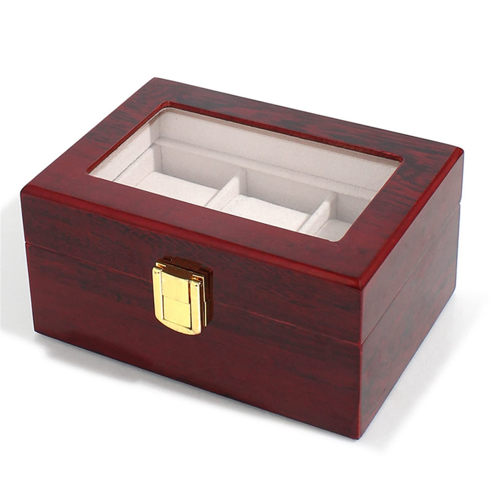 3 Slot Scatola di Legno Scatola Porta Orologi organizzatore for Uomo Laccato Orologio da Uomo Macchina Regalo Quarzo Rosso Scatola di immagazzinaggio Regalo di Compleanno