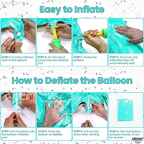 Image of KatchOn Teal Number Balloon For Under the Sea Party Decorations 40 Inch