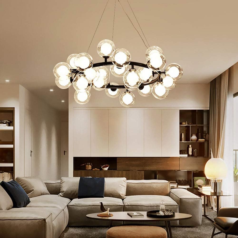Sputnik Chandelier 16 Lights Modern Industrial Iron Ceiling Light Fixture Vintage Pendant Lighting for Dining Room Kitchen Living Room Bedroom,Black,25 Lights