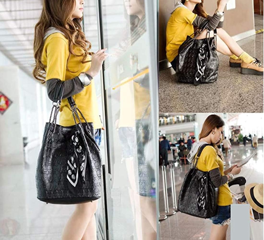 Women 2Pcs Handbag Purse Skull Top Handle Shoulder Bag PU Totes Satchel