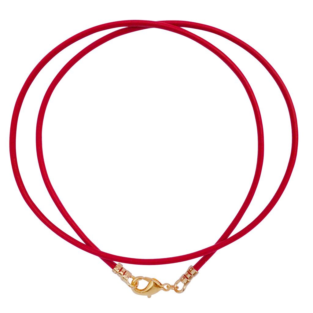 DragonWeave Gold Plated 1.8mm Fine Red Leather Cord Necklace
