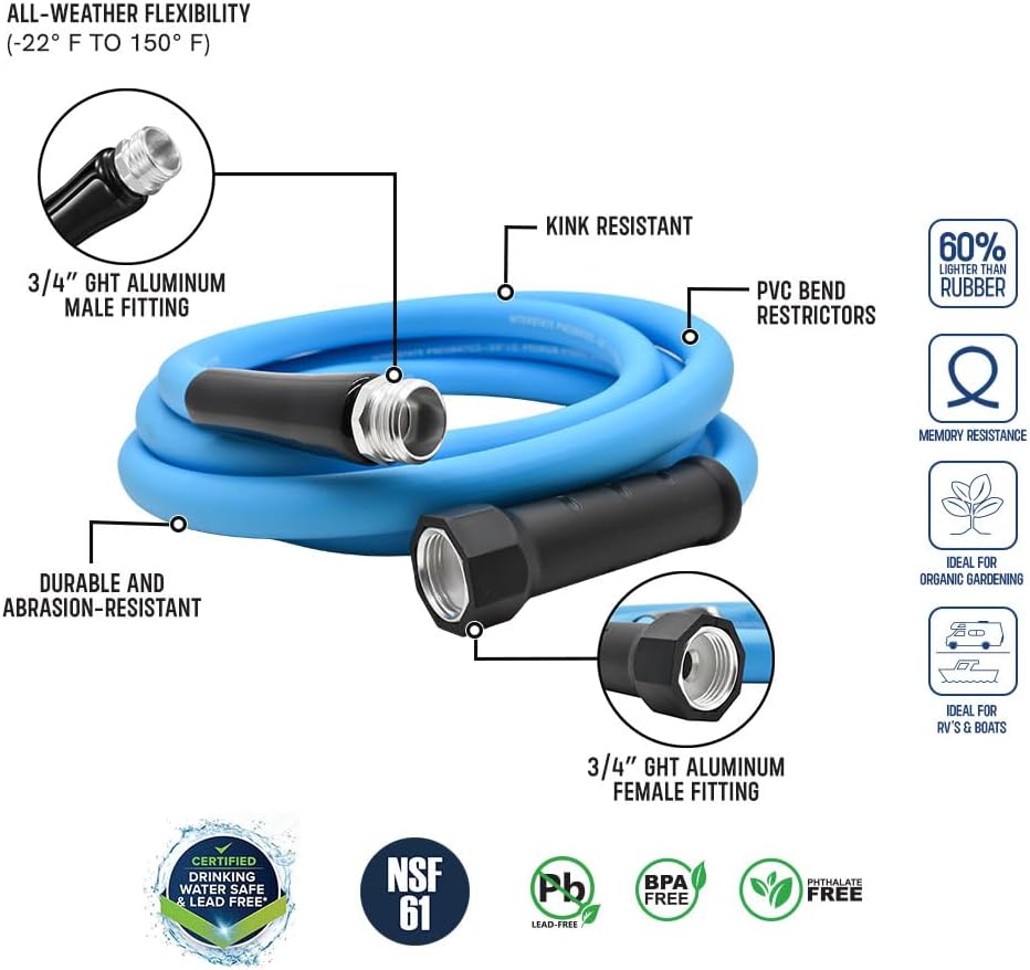 Interstate Pneumatics HHW-010 5/8 Inch x 10ft Drinking Water Safe Hybrid Polymer Garden Hose