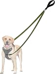 PetBonus Two Point Control Dog Leash, Works with No Pull Harnesses, No Tangle Training Leashes, Soft Padded and Reflective Walking Lead, Converts to Single Lead for Medium Large Dogs (Black)