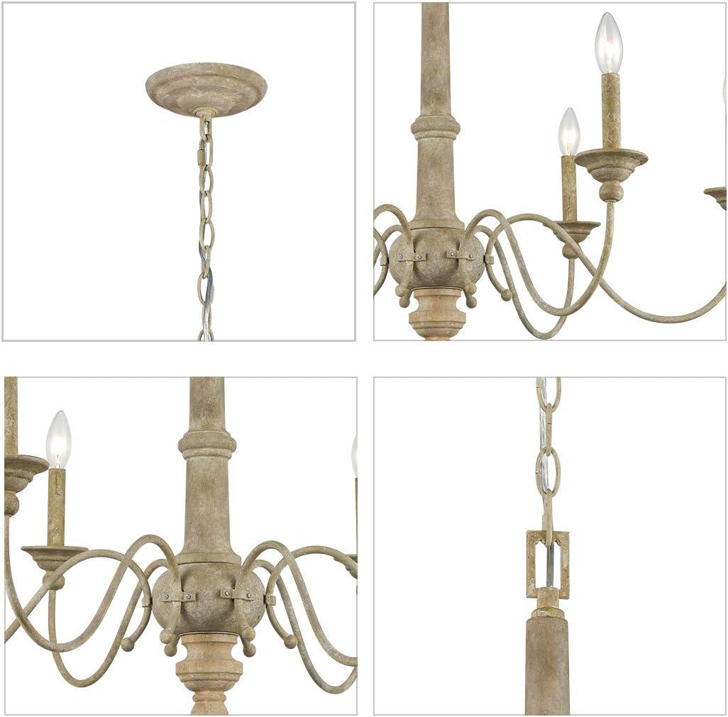 Flаѕh Dеаlѕ - 80% оƒƒ CLAXY 6 Lights Rustic Distressed Oak Wooden Straw Candle Chandelier