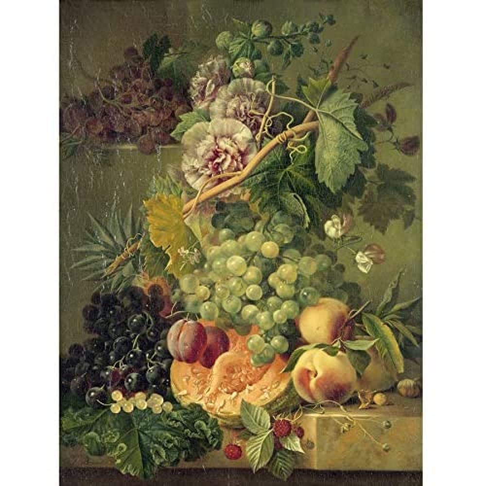 Artery8 Brandt Still Life With Flowers And Fruits Painting Art Print Canvas Premium Wall Decor Poster Mural