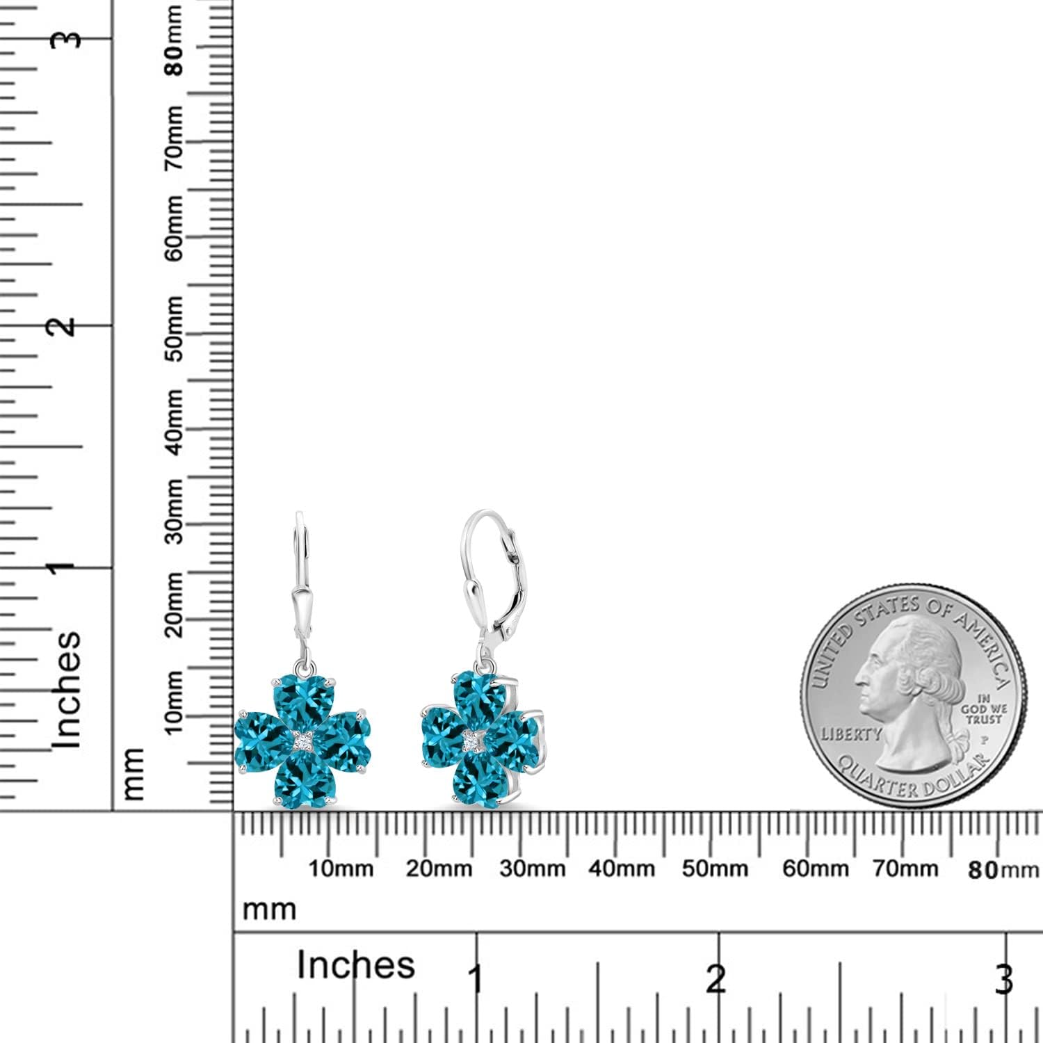 Gem Stone King 6MM Heart Shape Gemstone Birthstone Leverback Drop Dangle Earrings For Women | 925 Sterling Silver | Fine Jewelry Gifts for Her Mom Women Wife