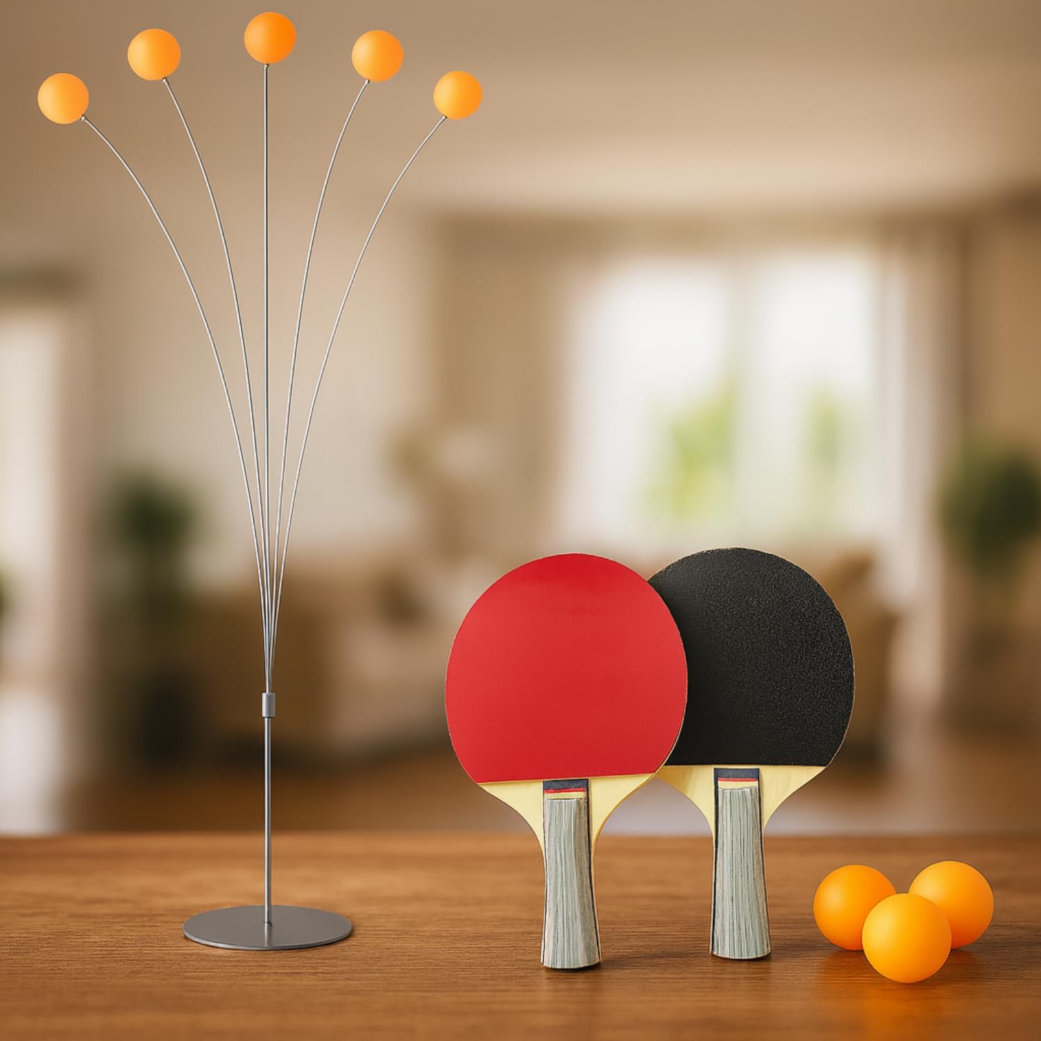 Toy Imagine Deluxe Ping Pong Training Set Improve Your Table Tennis Skills at Home with Two Professional Grade peddles, 4 Ball, 1 Flexible Rod & Ping Pong Training Metal Base