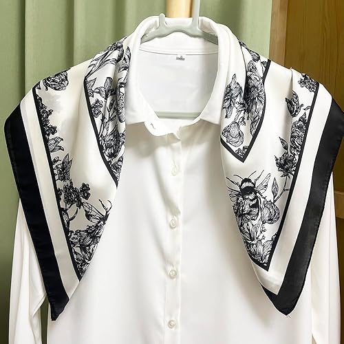 Miniatura 93 de FONYVE - Pañuelo de satén sedoso de tamaño mediano para mujer, cuadrado, 27.5 x 27.5 pulgadas