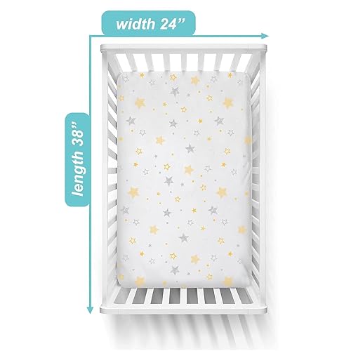 Miniatura 7 de American Baby Company Paquete de 2 sábanas bajeras para cuna de 24 x 38 pulgadas, suaves, transpirables, neutrales, 100% algodón, sábana portátil,