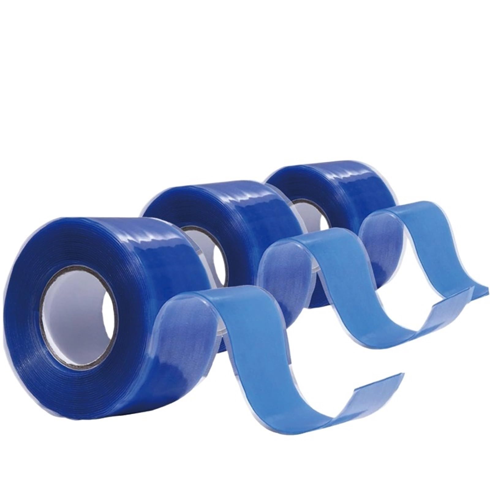 Cinta impermeable de silicona autofundible, cintas reparación manguera agua a prueba fugas, tira sellado para reparación de tuberías(Blue-2.5cmx3.0m,5Roll)