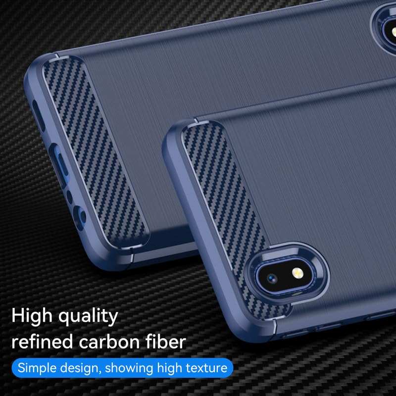 Image of Hybrid Carbon Fiber Back Case for Samsung Galaxy A03 Core (Blue)
