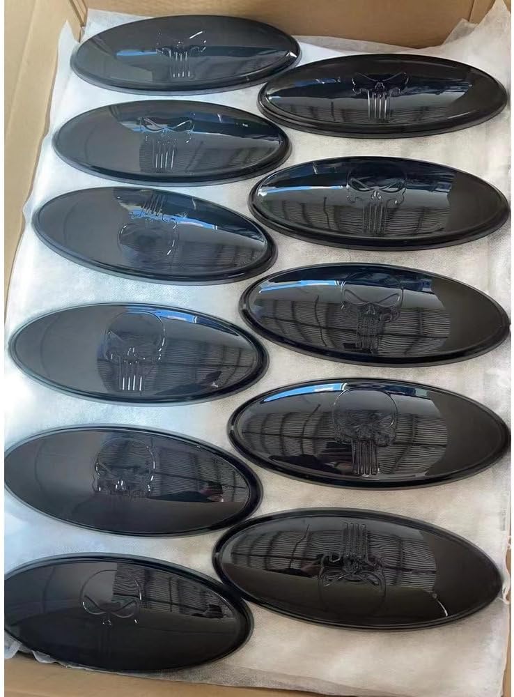 Illuminated Punisher Skull LED Light 7 Inch Front Grill Tailgate Black Emblem for 04-10 Explorer 03-06 Expedition 07-14 Edge 07-12 Fusion 08-15 Escape 99-04 F150 F250 F350