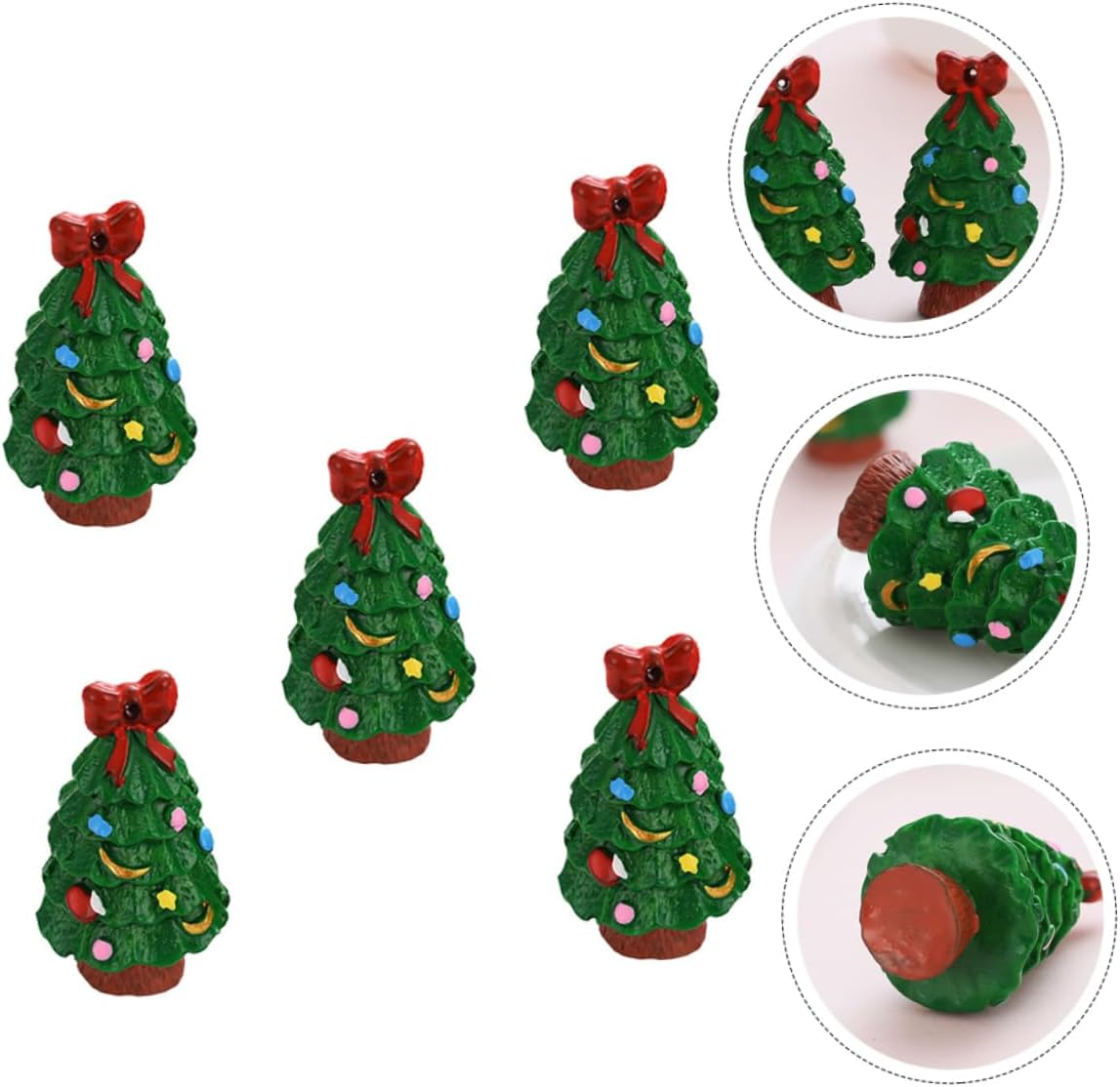 5pcs Resin DIY Xmas Tree Decor Mini Keychain Accessory