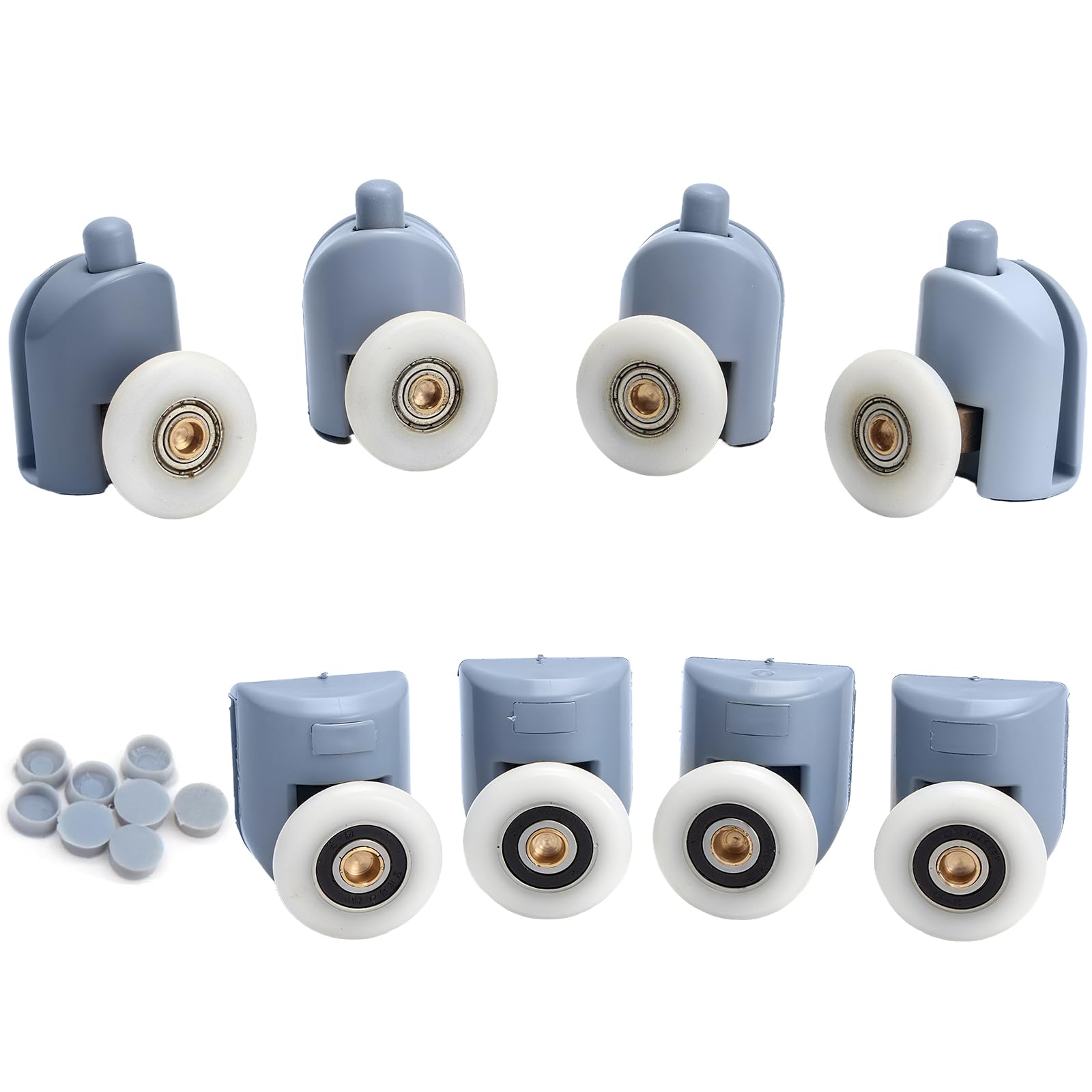 8 Pack 25mm Replacement Shower Door Rollers, Smooth Sliding Door Pulleys with Screws, Universal Grey Shower Wheels for Bathroom Enclosures (Grey)