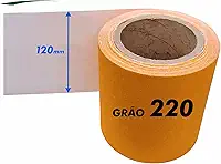 Lixa Para Madeira Rolo 5m x 12cm Grãos a Escolher 36 40 50 60 80 100 120 150 180 220 (Grão 220)