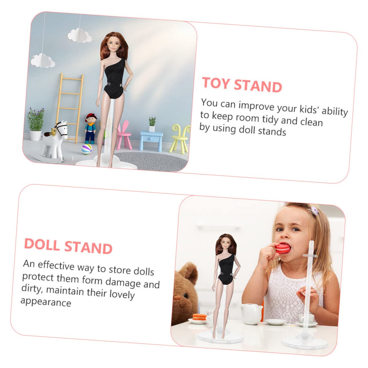 BESPORTBLE Chic Attractive Doll Display Racks 18pcs Doll Accessories Set for Dolls Dolls Stable Base Boys and Girls' Room Dec