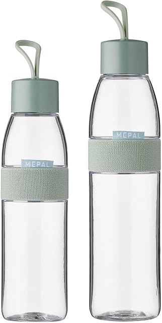 Mepal Ellipse Nordic Sage butelka na napoje Duo Pack  pojemność 500 i 700 ml  również do napojów gazowanych  odporny na pęknięcia materiał  szczelny  nadaje się do mycia w zmywarce