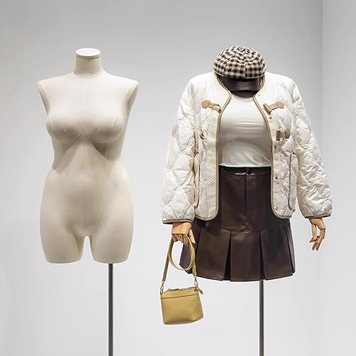Miniatura 2 de Vestido de maniquí femenino con rueda universal, forma de vestido de mujer de talla grande para tiendas de ropa al por menor (Torso, L)