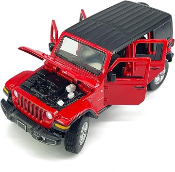 4 Door Wrangler Sahara Hard Top SUV Model Car Diecast Toy Cars 1/32 Scale Metal Vehicle Childrens Die-cast Vehicles, Doors Open, Light Sound, Toys for Boys Gifts Kids Adults Men Collection, Red