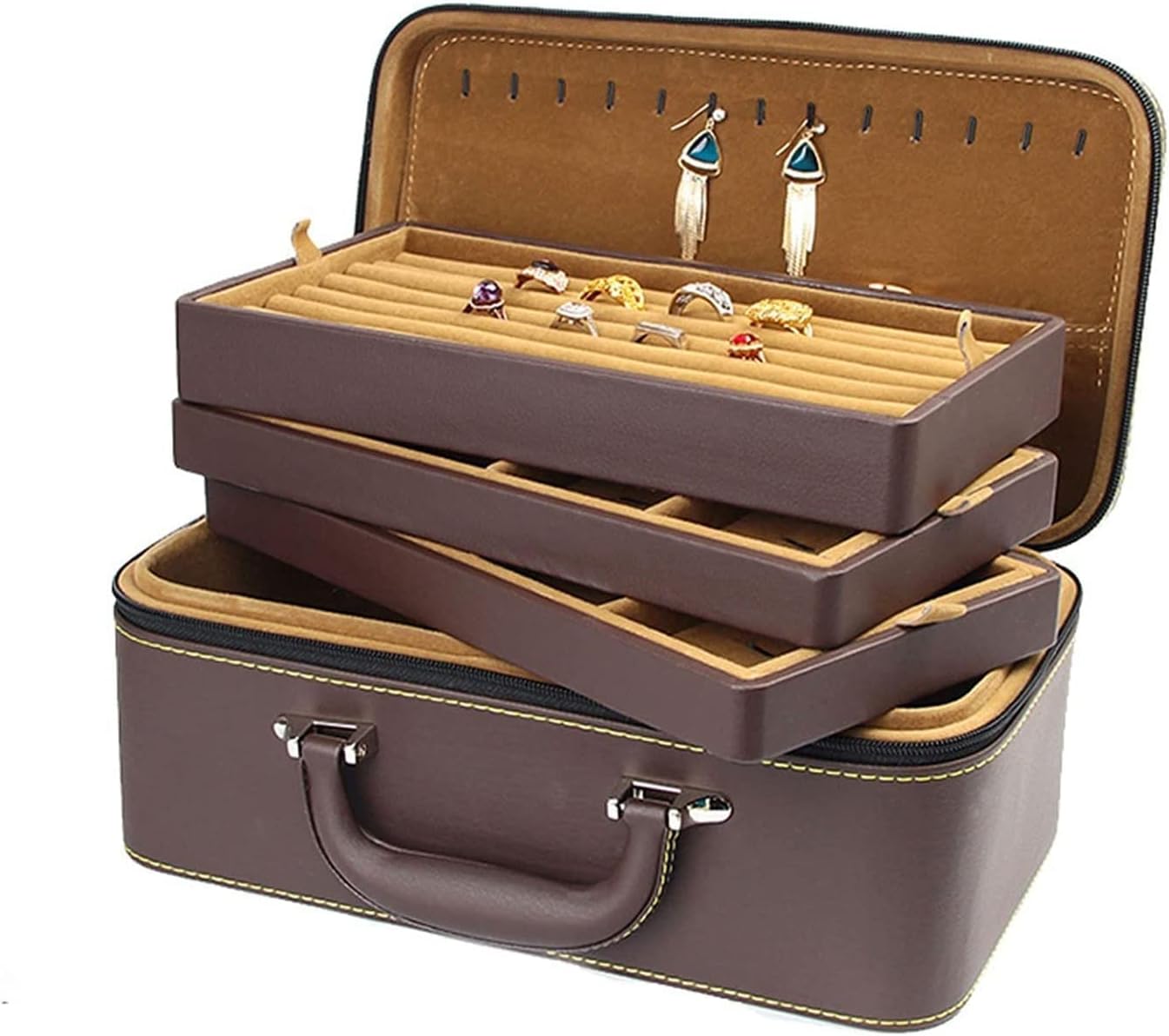 Jewellery Organiser Box, Jewelry Box Jewelry Box Leather Multifunctional Portable Jewelry Box Ring Necklace Jewelry Storage Display Box Large Capacity Jewelry Boxes Organizer Jewelry Boxes