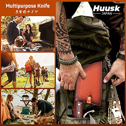 Huusk Japan Knives, Serbian Chef Knife Japanese Meat Cleaver Knife For Meat Cutting Forged Butcher Knife With Sheath Kitchen Knives Full Tang Chopping Knife For Home, Outdoor Cooking #TOP7
