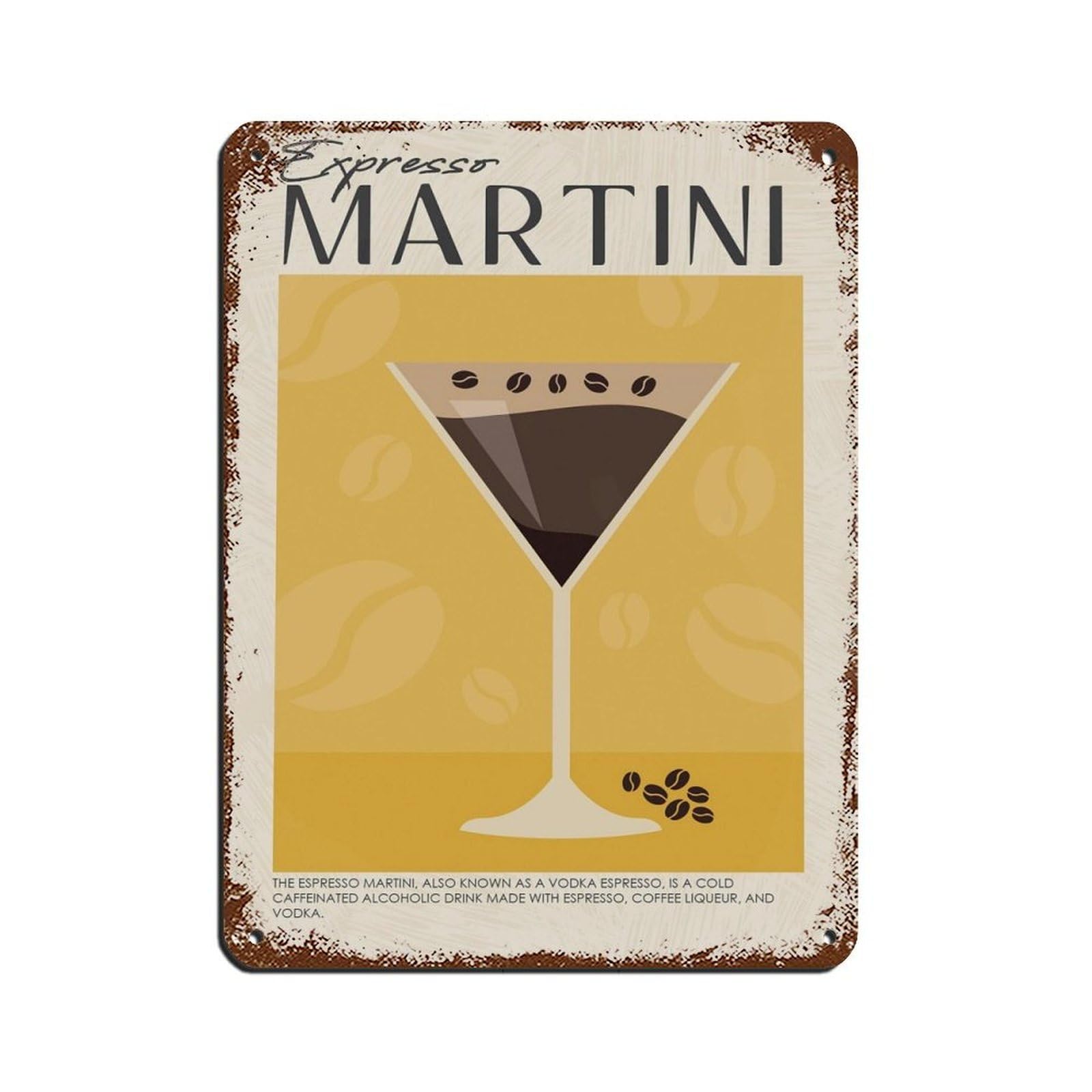 Expresso Martini, Cocktail Art, Bar Art Tin Sign Vintage Metal Pub Club Cafe Bar Home Wall Art Decoration Poster Retro 12x16inch(30x40cm)