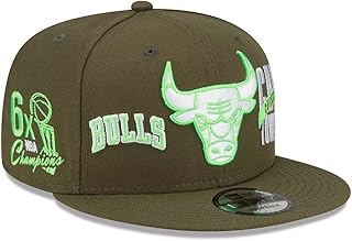 New Era Chicago Bulls 9FIFTY 6X NBA Finals Champions Retro Hook Snapback Cap, Hat Olive Green, Olive Green, One size