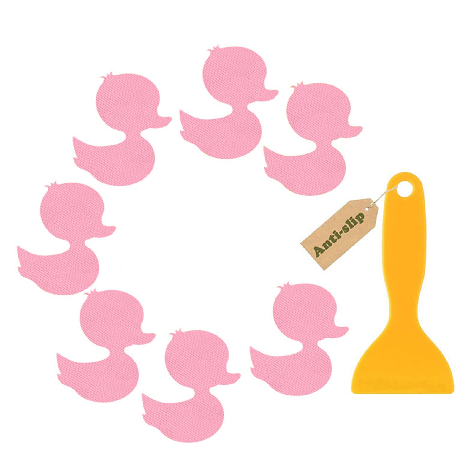 SAKEIOU 12pieces Non Slip Bathtub Stickers Cartton Duck Adhesive Kids Anti-slip Decal for Shower and Bath Tub with Scraper Bathroom