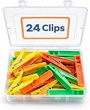 24 pcs Heavy Duty Rust Free Cloth Peg and Clothes Clip for Drying Clothes, Strong Grip Laundry Drying Pins for Hanger Rod and Rope, Wash Line Cloth Clips with Storage Box.