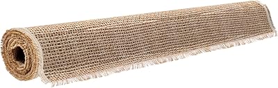 Sponsored Ad - Natural Burlap Fabric, 62 Inch X 5 FT, NO-FRAY Burlap Roll-Long Fabric with Finished Edges- Suitable for DI...
