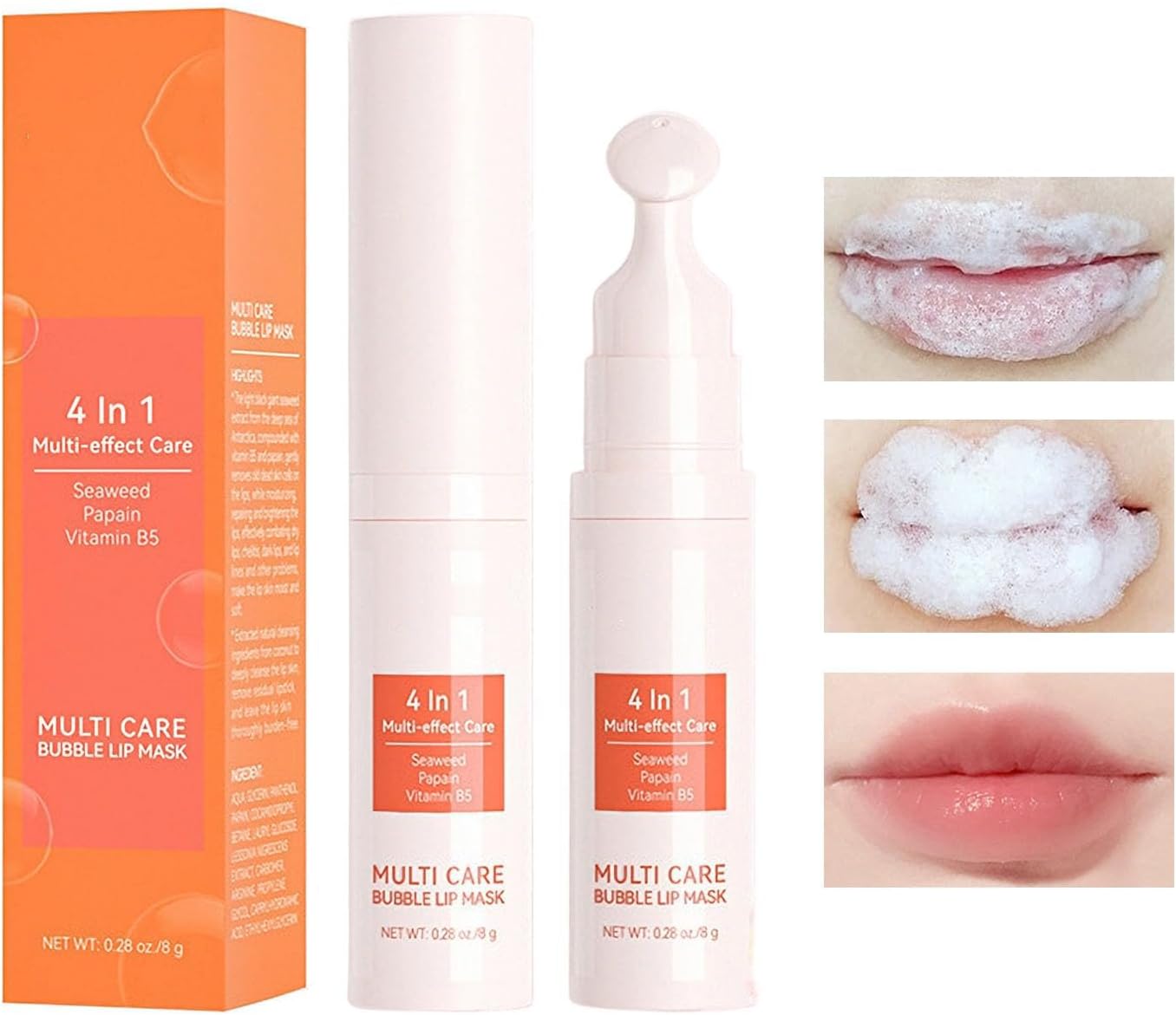 2 Packs Bubble Lip Mask & Care Balm – Vitamin B Lip Wash & Exfoliate Foam – Soft Smooth