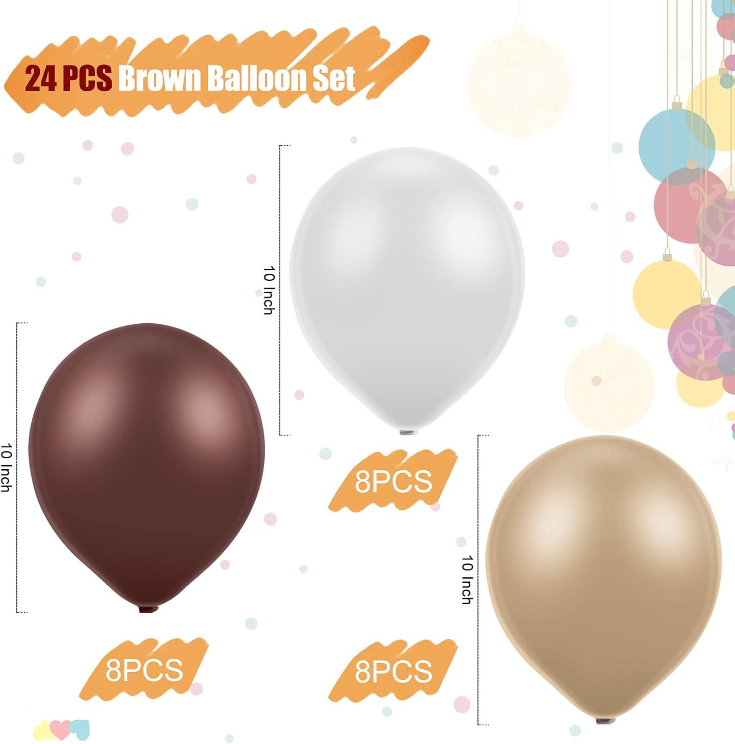 Gejoy 24 Pcs Brown Cream White Balloons Neutral Color Balloons 10 Inch Latex Retro Assorted for Baby Shower Birthday Jungle Safari Wedding Anniversary Waiting to Exhale theme Party Decorations - Image 2