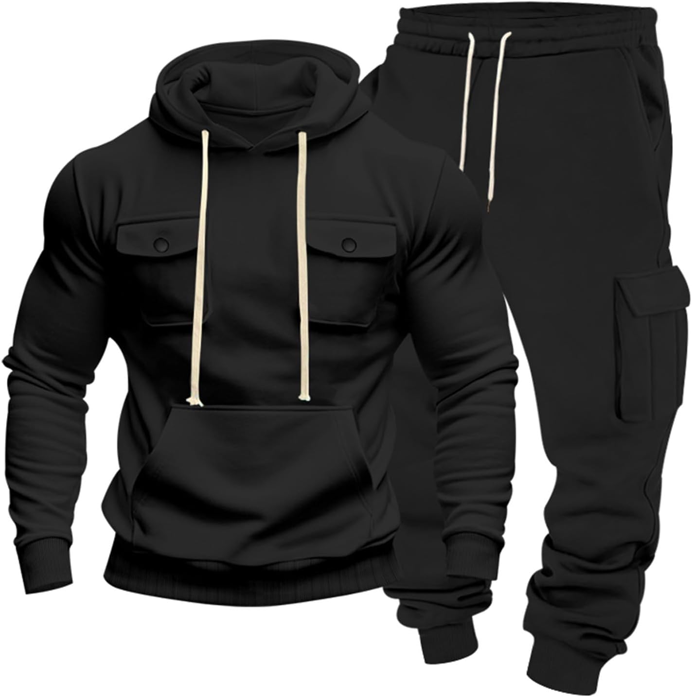 Cambkatl Men's Tracksuit Sets Pullover Casual Cargo Sweatsuit 2 Piece Athletic Jogging Suits Loungewear Outfits