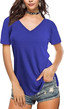 Florboom Damen T-Shirt Basic - Baumwolle Rundhals Oberteil Kurzarm