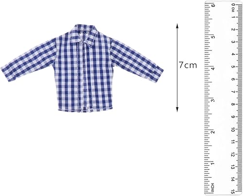 Miniatura 4 de Figura a escala 112, ropa de muñeca, camisa, accesorios de decoración para figuras de acción masculinas de 6 pulgadas, azul y blanco