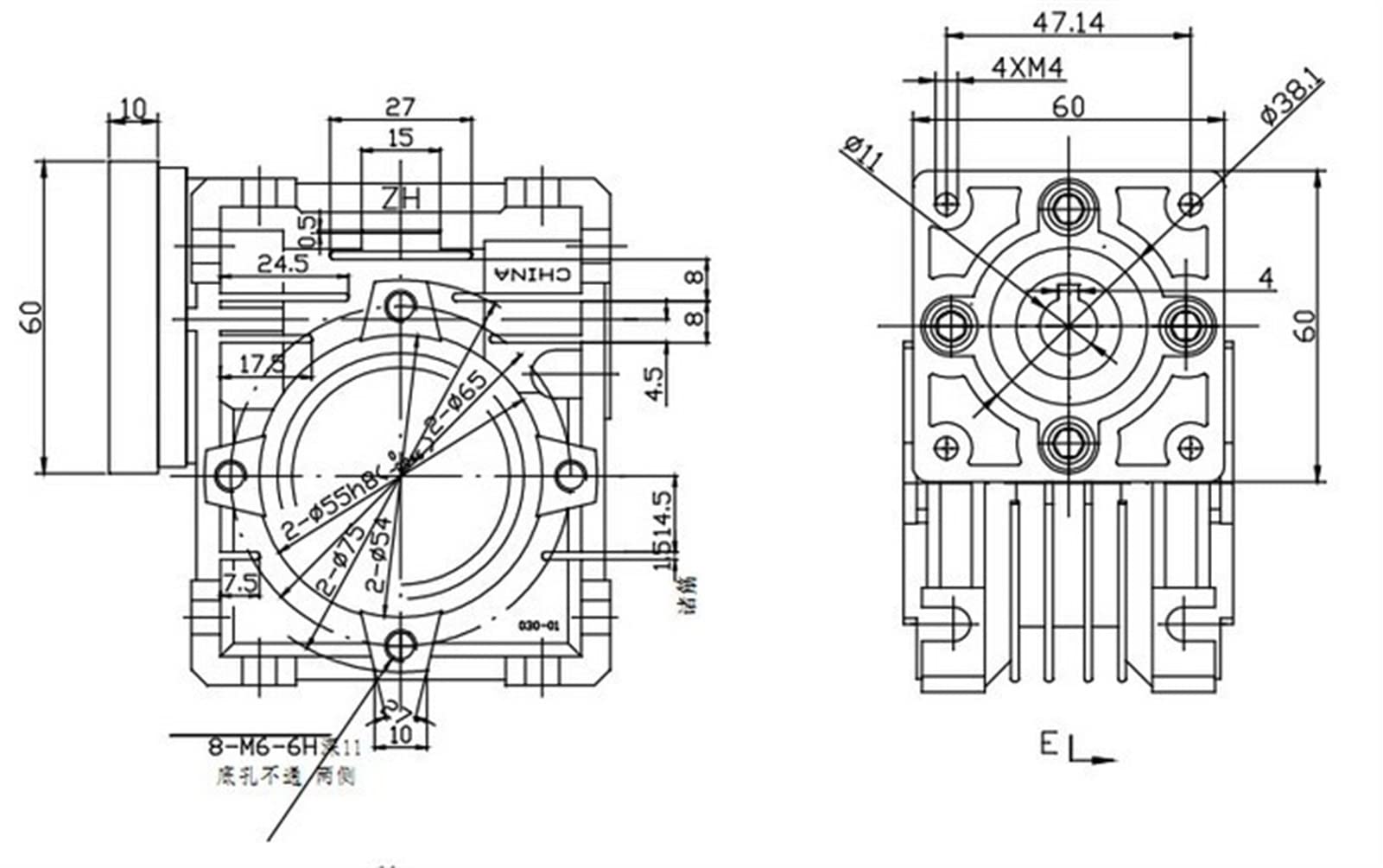 Velocità Orientato NMRV30 Riduttore di velocità a vite senza fine for motore passo-passo Nema 23, con albero di uscita singolo Il motore Riduttore (Size : Ratio 7.5 to 1)